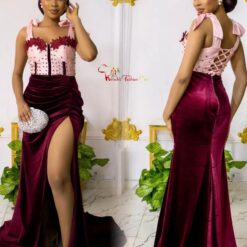 Long velvet evening dress
