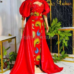 Joke African Print dress with detachable train