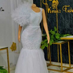 Luna lace tulle train dress