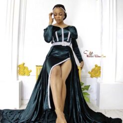 Jacenta Long velvet evening dress