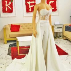 Whitney corset jumpsuit with train