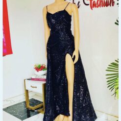 Olva evening lace dress with detachable train