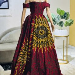 Ayoade print long hall dress