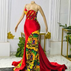 Bisola kente print long dress