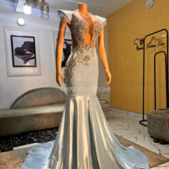 Kris embellished solid prom dress