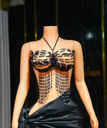 Mace Black Beaded Top